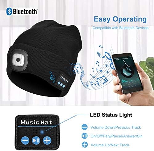 ETSFMOA Unisex Bluetooth Beanie капа светло безжични слушалки подароци за мажи тато