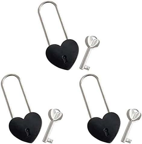 3 парчиња метални lубители на брави во форма на срце, големо срцево црево, симпатично заклучување со клуч за книга за дневник за складирање