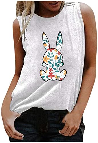 Zdferенски кошули за печатење на зајаци за зајаци, без ракави на вратот на вратот, маица, маица, вештачки резервоар за дами и девојчиња