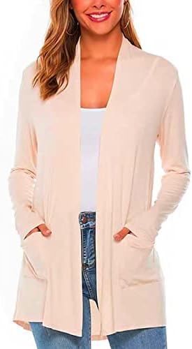 Lmsxct lightенски лесен отворен предниот дел на кардиган џемпер цврста боја случајна удобна палто за надворешна облека со долги ракави