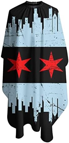 Чикаго Знаме Хоризонт Фризура Престилка Фризура Салон за Сечење кејп 55 х 66 Инчи, Водоотпорен Прилагодлив Предвремени Коса Облекување