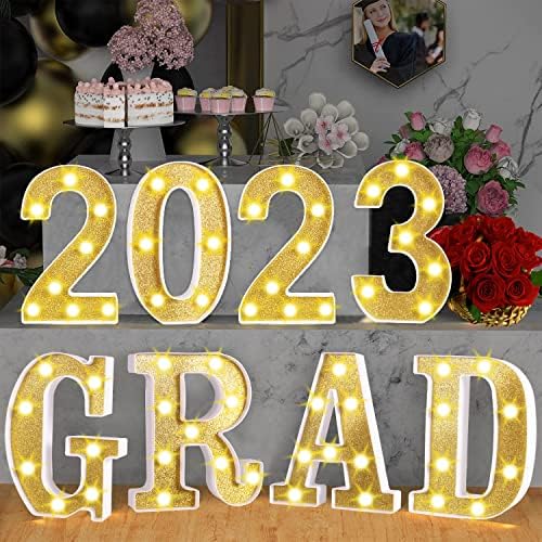 NDKLPHON 8 LED Marquee Letter Limbs Grad 2023 Sign, Grad Light Up букви броеви за украси за дипломирање, 2023 Party Decoration Parting Supplies