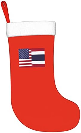 Американско знаме и тајландско знаме Божиќни чорапи, подароци за одмор на Божиќ за украси за семејни празници 18-инчни