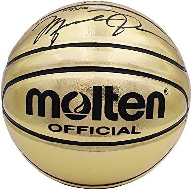 Мајкл Jordanордан и Лери Бирд автограмираа/потпишаа стопена официјална златна кошарка - ограничено издание од 100 - Уда