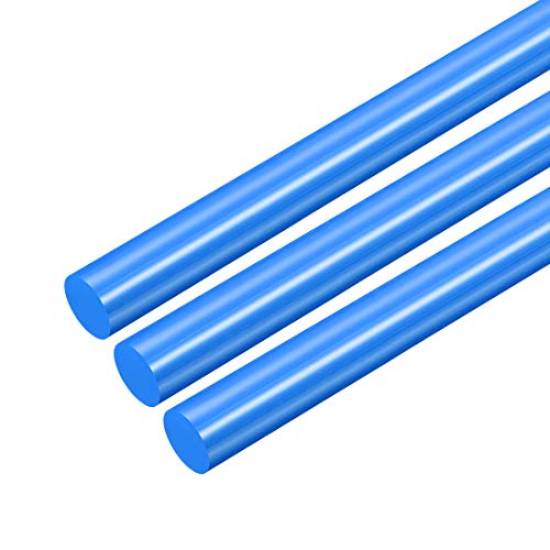 UXCELL 3PCS Пластична тркалезна шипка 1/2 инчи дијамара 20 инчи сина полиоксиметиленска прачка Инженеринг пластични тркалезни шипки
