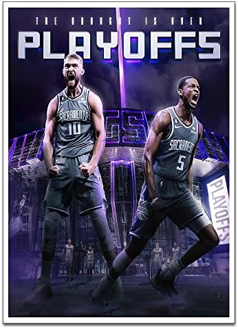 Постер на Сакраменто Кингс 2023 Де'арон Фокс Сабонис Спортска кошарка Суперerstвезда платно wallидна уметност модерна инспиративна