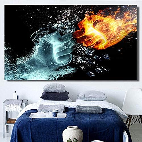 DFGRHG Нордиски стил Слики со мраз и оган слика на платно ледени слики за дневна соба кујна дома декор-50х70см （нема рамка）