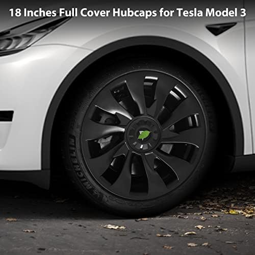 Октомом 4PCS Hubcaps за Tesla Model 3 Cover Wheel, 18 инчи за замена на заштитни центри за замена на центри, комплетно завиткано