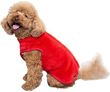 Супер мекото топло топло руно од Ола Мари Дог, патент Унисекс елек џемпер за домашни миленици, Х-голем, црвен