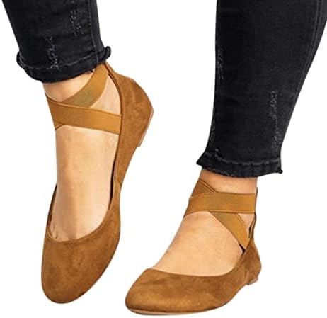 Сандали за жени обични, женски класичен каиш за глуждот, посочен на прсти удобност за удобни рамни чевли