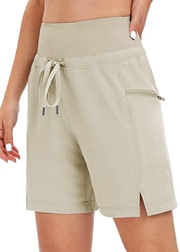 Посакувам женски пешачки шорцеви со џебови со патенти 7 долги карго шорцеви во Бермуда Брзи суви летни летни шорцеви за жени