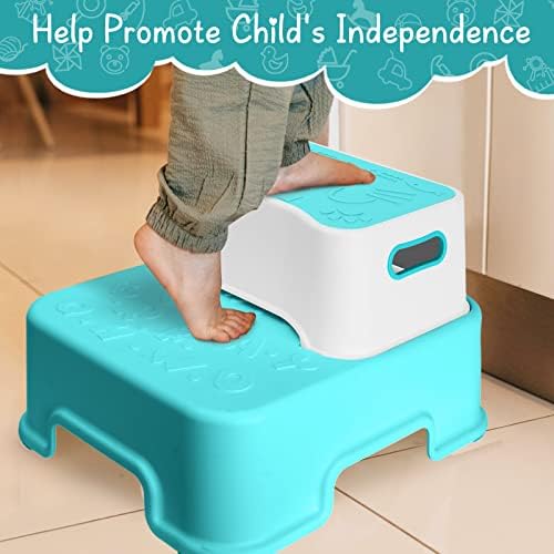 2 чекори столче за деца и дете, анти-лизгачки цврсти тоалети за бања, столче, двојно столче со меки костец, за тренинг со ситни страни, мијалник,