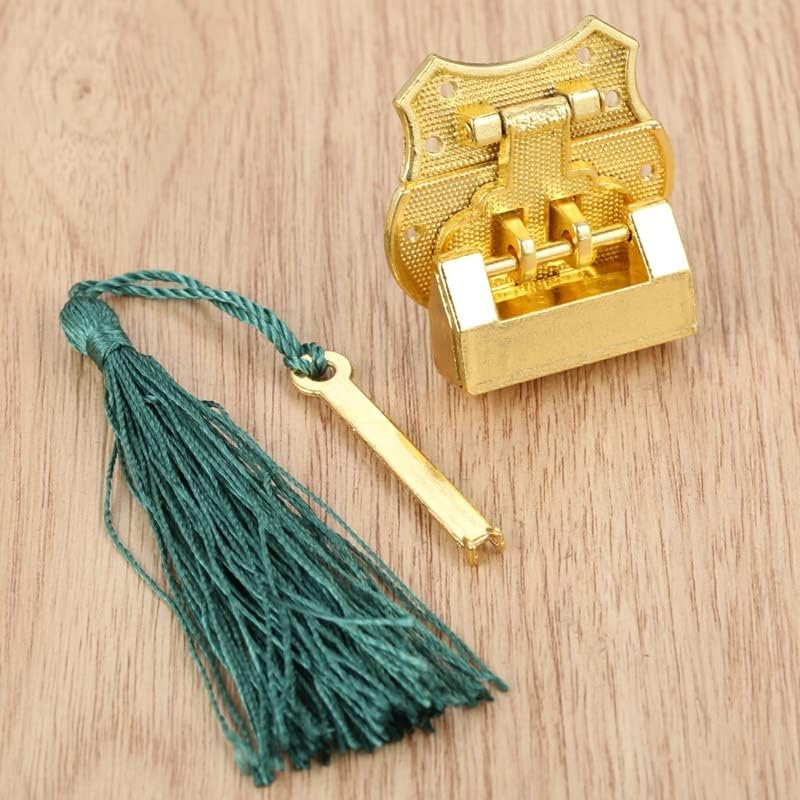 Ldchnh 1 Поставете златен цинк легура кинеска стара заклучена дрвена кутија со лоза со гроздобер брава за заклучување на тока и завртки хардвер
