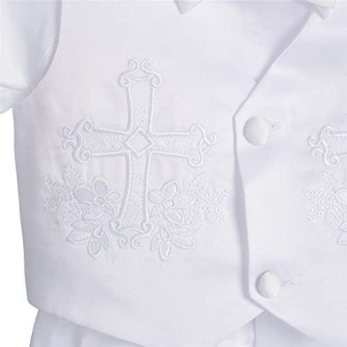 Фустани Дејзи бебешки момчиња крштевајќи облека за крштевање облеки со хаутки со краток ракав бел костум со долг ракав