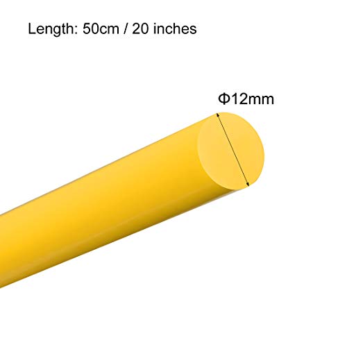 Uxcell 2pcs пластична тркалезна шипка 1/2 инчен дијаа 20 инчен должина на жолти полиоксиметиленски шипки Инженеринг пластични
