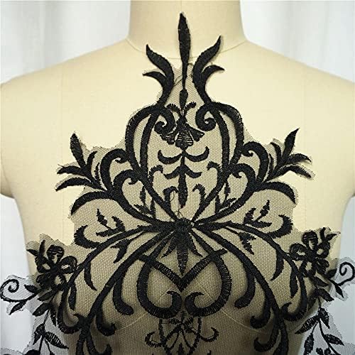 ZSQAW црна чипка ткаенина везена везена наметка за венчавки, барокни исечоци од јака од јака шијат на закрпи за фустан DIY декорација