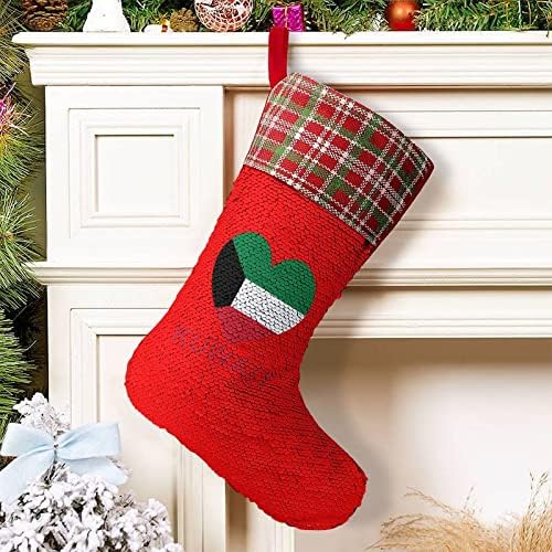Love Kuwait Sequin Christmas Christmas Holiday Codrings Реверзибилна промена на бојата Магичен фонд за Божиќно дрво камин виси чорапи