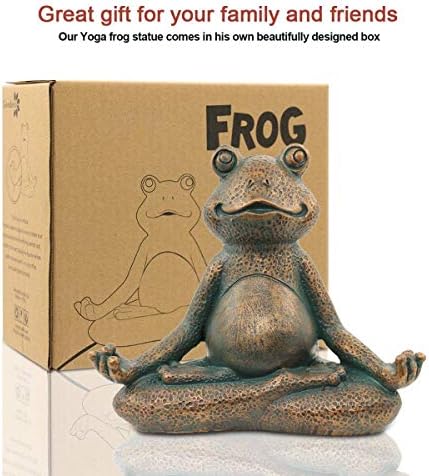 Наком Медитирачки жаба минијатурна фигура, Зен Јога жаба статуа Орнамент- затворена/отворена градина скулптура за бајка градина, дом, внатрешен