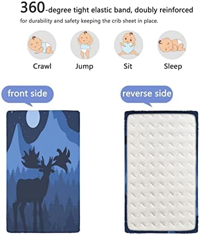 Лос тематски опремени мини чаршафи, преносни мини креветчиња со меки и затегнати облеки за креветчиња за креветчиња за девојче или момче, 24 „x38“,