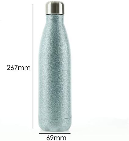 Персонализирано шише со вода, БПА бесплатно, 500мл светло сина сјај од не'рѓосувачки челик за топли и ладни пијалоци, прилагодено