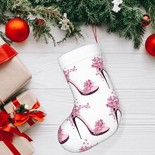 Аугенски Божиќни чорапи со висока потпетица Декорирани пеперутки двострани камин што виси чорапи