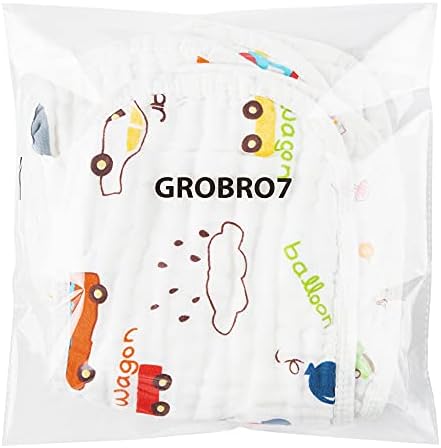Grobro7 5 парчиња крпа за крпи за бебиња за бебиња, Муслин Бурпинг понуда за бебиња со памук со риби од диносаурус, големи крпи во 6 слоја