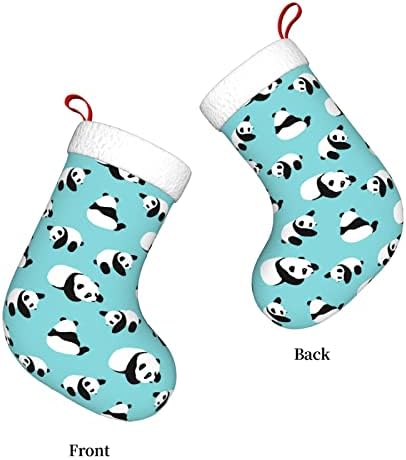 Yuyuy симпатичен цртан филм Панда Божиќна порибување Декорација на одмор камин виси чорап 18 инчи чорапи