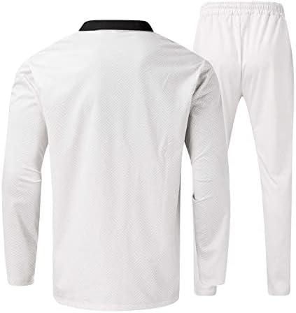 Skrk Спортска облека за мажи Машки случајни шарени шарени печати со две парчиња патент со патент со долги ракави на врвот на блуза 3xl