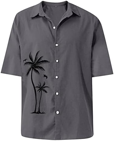 Машки хавајски плажа за одмор на плажа Тропски графички кратки ракави маици цврста боја на вратот на вратот со врвови на вратот