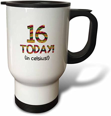 3drose 16 денес во Целзиусови смешен 60-ти роденден 16с е 60 во фаренхајт патна кригла, 14-унца, не'рѓосувачки челик