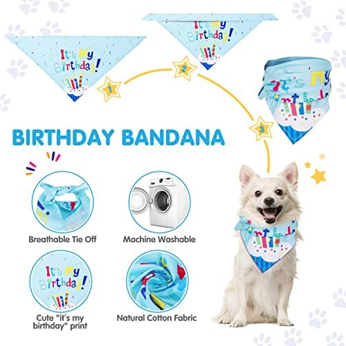 Ноблза куче за роденденска забава, кучиња роденденска шал бандана шамија со симпатична вратоврска за кучиња, банер, кучиња од прв роденден