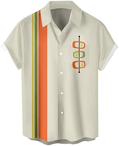 Копче за кратки ракави за мажи надолу гроздобер кошули за куглање хавајски обични печатени плажа кошула лето редовно вклопување на врвот