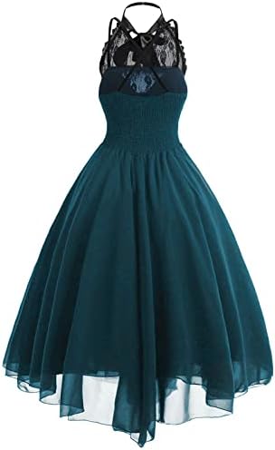Фустан за коктел за женски халтер, цветна чипка шифон деверуша фустан деверуша чипка, корсет готски фустан од половината