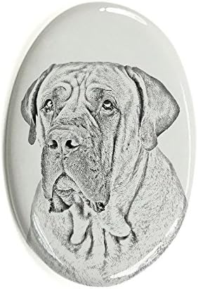 Бурбоел, Овален Надгробен Споменик Од Керамичка Плочка со Слика На Куче