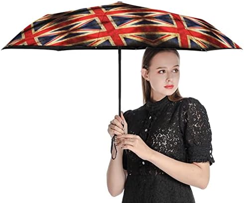 Британско Знаме Патување Чадор Ветроупорен 3 Набори Автоматски Отворен Затвори Преклопен Чадор За Мажи Жени