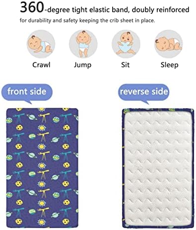 Вселенски тематски вграден креветче за креветчиња, стандарден сад за креветчиња, вграден лист меки и дишечки постелнини-парчиња за момчиња