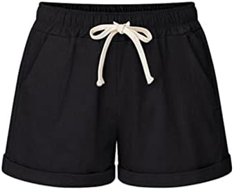 Silunma2021 жени обични лесни шорцеви цврста боја еластична половината за влечење џебови летни панталони за кратки салон на плажа