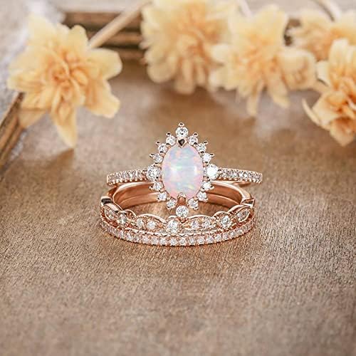Прстени за женски прстени за жени розово злато, стабилно венчален прстен за венчавки