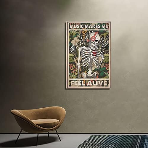 Музички постер на Хајој, череп уметност, постер за соба естетско платно по постер и wallидна уметност, печатење на модерни семејни