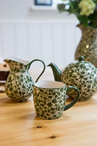 Лондон Грнчарство C001013 Splash Globe Teapot со цедалка, каменувач, зелена / бела боја, 2 чаши