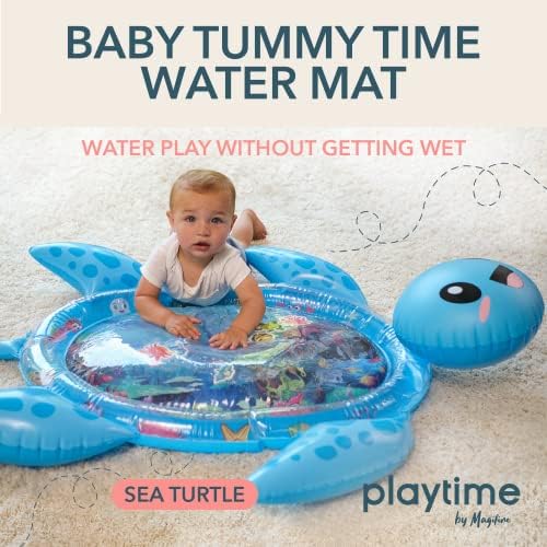Magifire Tummy Time Mat, Water Water Mat за новороденчиња и новороденчиња, морска желка, 36 инчи x 46 инчи