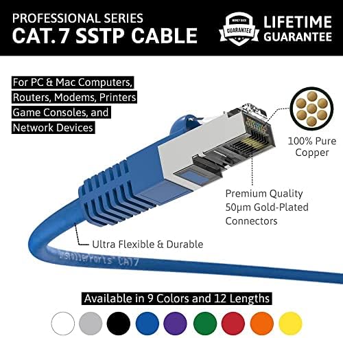 Кабел за кабел за инсталирање на етернет Cat7 Заштитен подигнат 25 стапки - сина - професионална серија - 10Gigabit/Sec мрежа/голема брзина