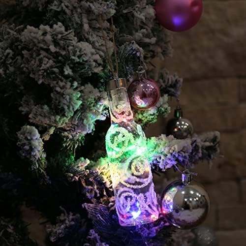 Wiahug Декорација на новогодишна елка предводени светла што блескаат мало декорација на божиќна атмосфера за шише со вино