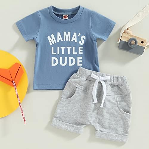 Летна облека за бебичко момче Биханвс, летна облека, кратки ракави, печатени маици врвови за маици со шорцеви од 2 парчиња облека