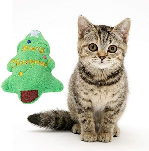 Fenfangxilas мачка кадифен играчка, симпатична елка отпорна на залак, снежен човек пингвин миленичиња мачка мек залак џвакаат мачки