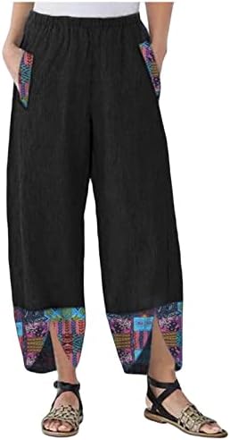 Дневни панталони за тинејџерска девојка есен лето газа постелнина печати директно нозе панталони женска облека трендовски концерт