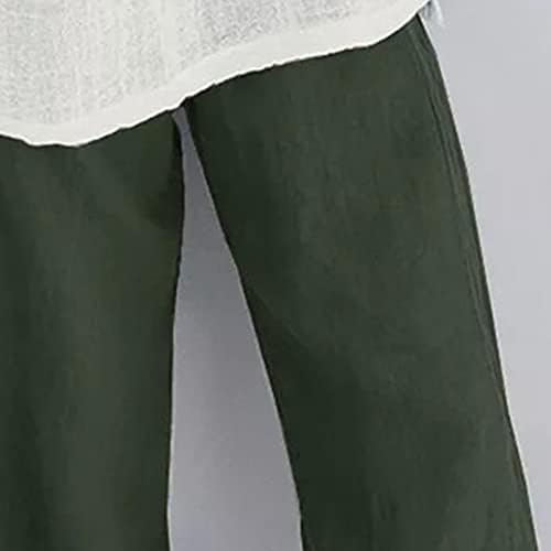 Maiyifu-GJ жени печатени ленти широки нозе панталони лесни скратени дното, оставата еластична половината плажа хареми панталони со џебови
