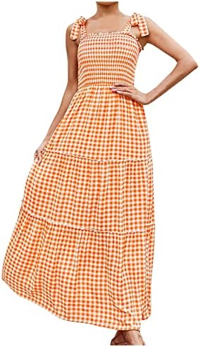 Lutlyенски летни фустани, женски летен обичен моден печати секси ракави без ракави за тресење на половината голема замав А-линија фустан