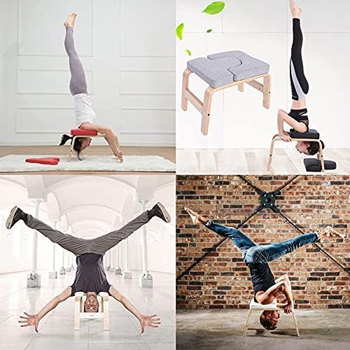 Youki Sports Yoga Headstand Bench, мултифункционална столица за инверзија на јога, дрвена рамка и PU влошки, наопаку стол за