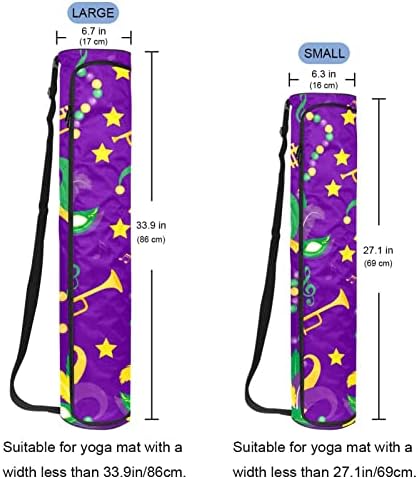 Марди Грас карневалска шема Јога Мат торби со целосна зип торба за носење за жени, вежбање јога мат носач со прилагодлива лента
